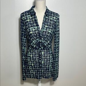 Free People Chic Long Sleeve Patterned Blouse